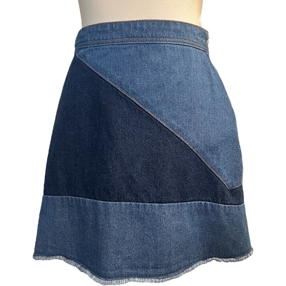 Life in Progress Blue Denim Mini Skirt size Medium Retro Color Block